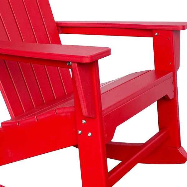 Homeroots 38" Red Heavy Duty Plastic Rocking Chair For Ultimate Outdoor Relaxation & Stylish Comfort  Plastic 486110