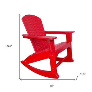 Homeroots 38" Red Heavy Duty Plastic Rocking Chair For Ultimate Outdoor Relaxation & Stylish Comfort  Plastic 486110
