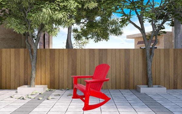 Homeroots 38" Red Heavy Duty Plastic Rocking Chair For Ultimate Outdoor Relaxation & Stylish Comfort  Plastic 486110