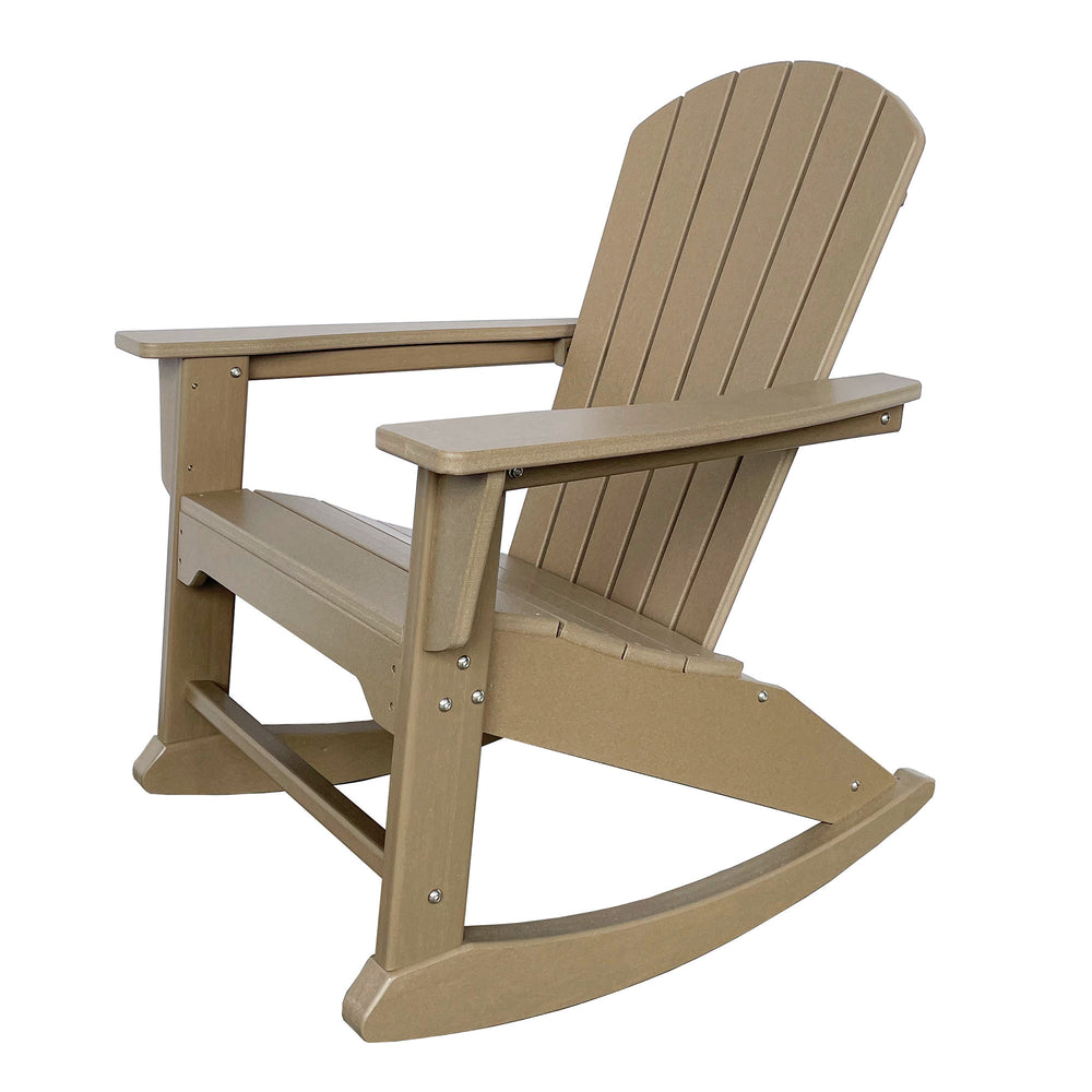 Homeroots 38" Sandy Brown Heavy Duty Plastic Rocking Chair – Perfect For Outdoor Relaxation & Style  Plastic 486111