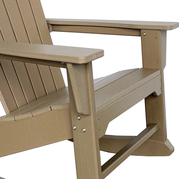 Homeroots 38" Sandy Brown Heavy Duty Plastic Rocking Chair – Perfect For Outdoor Relaxation & Style  Plastic 486111
