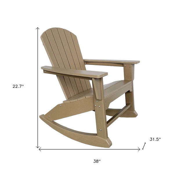 Homeroots 38" Sandy Brown Heavy Duty Plastic Rocking Chair – Perfect For Outdoor Relaxation & Style  Plastic 486111