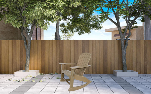 Homeroots 38" Sandy Brown Heavy Duty Plastic Rocking Chair – Perfect For Outdoor Relaxation & Style  Plastic 486111