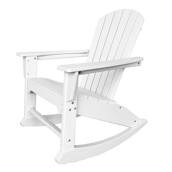 Homeroots 38" White Heavy Duty Plastic Rocking Chair – Perfect For Outdoor Relaxation And Serenity In Style  Plastic 486112