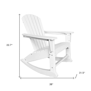 Homeroots 38" White Heavy Duty Plastic Rocking Chair – Perfect For Outdoor Relaxation And Serenity In Style  Plastic 486112