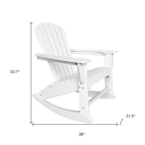 Homeroots 38" White Heavy Duty Plastic Rocking Chair – Perfect For Outdoor Relaxation And Serenity In Style  Plastic 486112