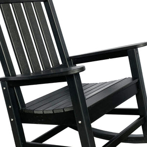 Homeroots 42" Black Heavy Duty Plastic Rocking Chair - Perfect For Outdoor Relaxation On Your Porch Or Patio!  Plastic 486113