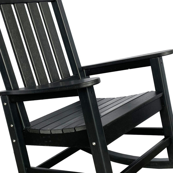 Homeroots 42" Black Heavy Duty Plastic Rocking Chair - Perfect For Outdoor Relaxation On Your Porch Or Patio!  Plastic 486113