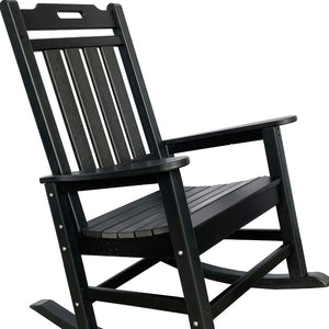 Homeroots 42" Black Heavy Duty Plastic Rocking Chair - Perfect For Outdoor Relaxation On Your Porch Or Patio!  Plastic 486113