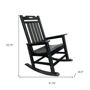 Homeroots 42" Black Heavy Duty Plastic Rocking Chair - Perfect For Outdoor Relaxation On Your Porch Or Patio!  Plastic 486113