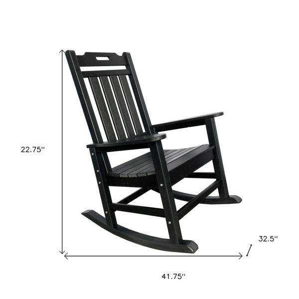 Homeroots 42" Black Heavy Duty Plastic Rocking Chair - Perfect For Outdoor Relaxation On Your Porch Or Patio!  Plastic 486113