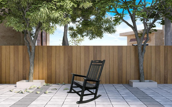 Homeroots 42" Black Heavy Duty Plastic Rocking Chair - Perfect For Outdoor Relaxation On Your Porch Or Patio!  Plastic 486113