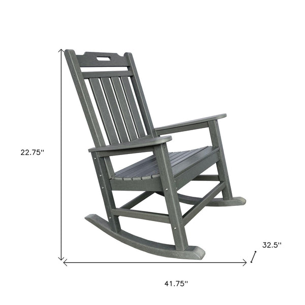 Homeroots 42" Gray Heavy Duty Plastic Rocking Chair - Perfect For Indoor & Outdoor Relaxation And Comfort  Plastic 486114