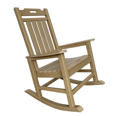 Homeroots 42" Brown Heavy Duty Plastic Rocking Chair - Timeless Outdoor Seating For Relaxation And Style  Plastic 486115