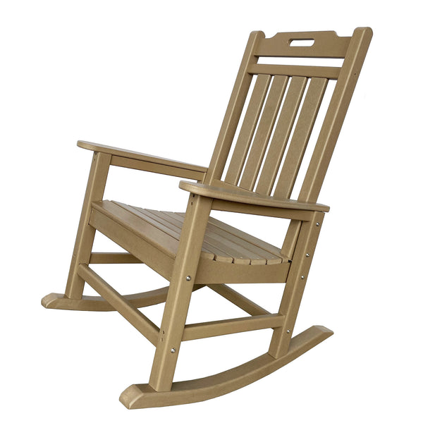 Homeroots 42" Brown Heavy Duty Plastic Rocking Chair - Timeless Outdoor Seating For Relaxation And Style  Plastic 486115