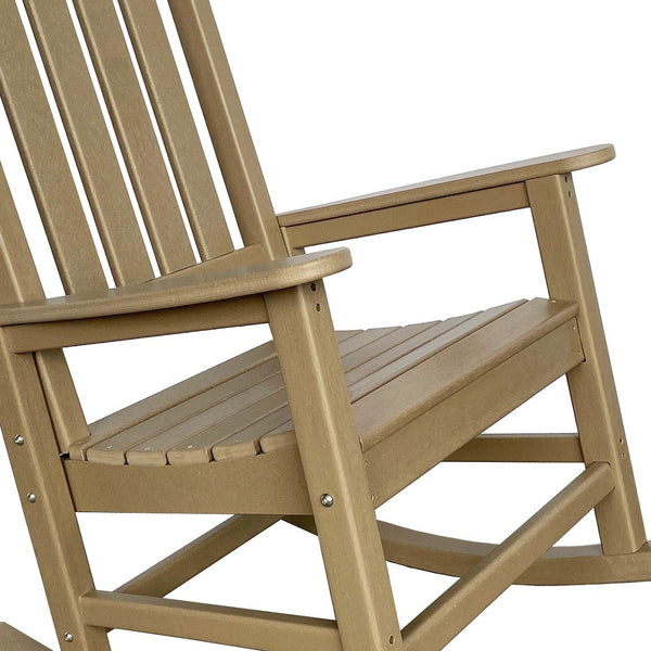 Homeroots 42" Brown Heavy Duty Plastic Rocking Chair - Timeless Outdoor Seating For Relaxation And Style  Plastic 486115