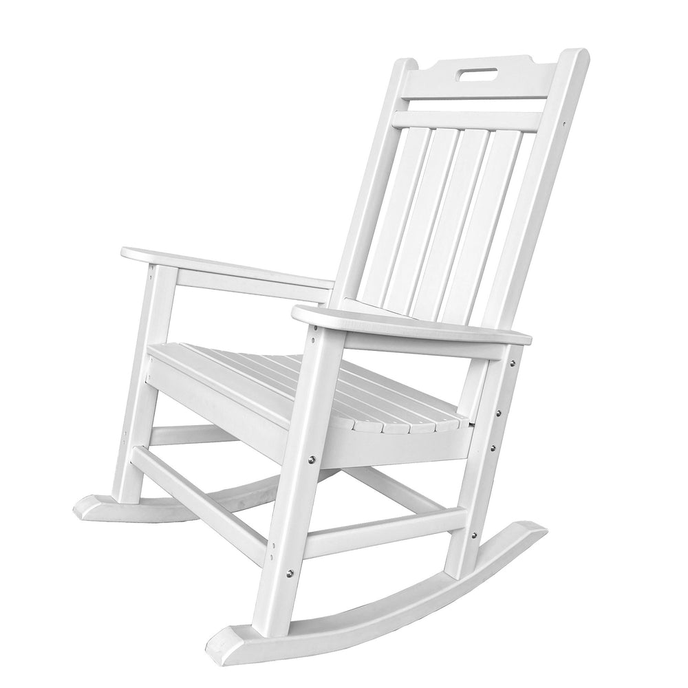 Homeroots 42" White Heavy Duty Plastic Rocking Chair - Perfect For Relaxing On Your Porch Or Patio Oasis!  Plastic 486116