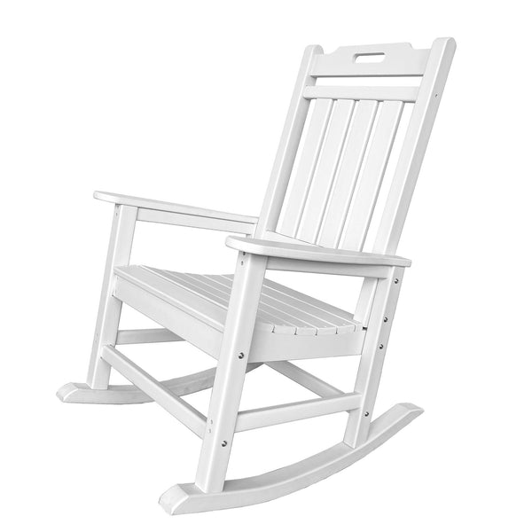 Homeroots 42" White Heavy Duty Plastic Rocking Chair - Perfect For Relaxing On Your Porch Or Patio Oasis!  Plastic 486116