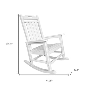 Homeroots 42" White Heavy Duty Plastic Rocking Chair - Perfect For Relaxing On Your Porch Or Patio Oasis!  Plastic 486116