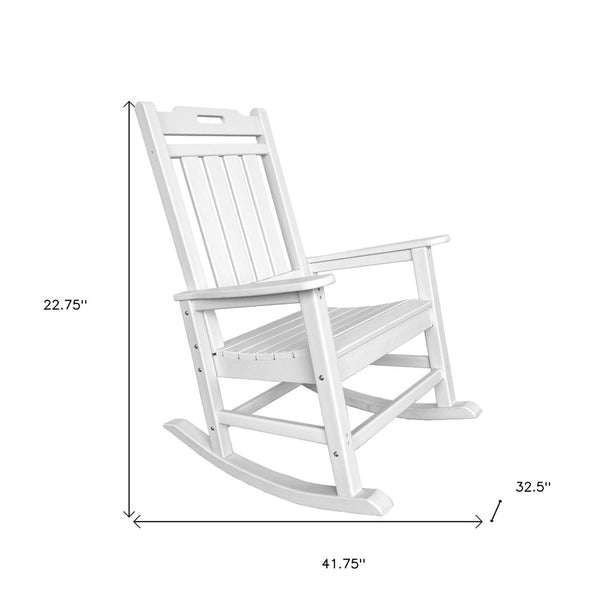 Homeroots 42" White Heavy Duty Plastic Rocking Chair - Perfect For Relaxing On Your Porch Or Patio Oasis!  Plastic 486116