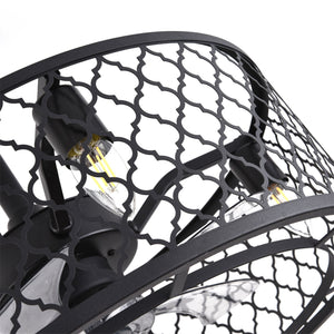 Homeroots 20" Clear Caged Five Blade Remote Control Schoolhouse Light Ceiling Fan  Metal 486173