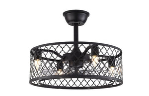 Homeroots 20" Clear Caged Five Blade Remote Control Schoolhouse Light Ceiling Fan  Metal 486173