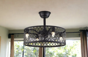 Homeroots 20" Clear Caged Five Blade Remote Control Schoolhouse Light Ceiling Fan  Metal 486173