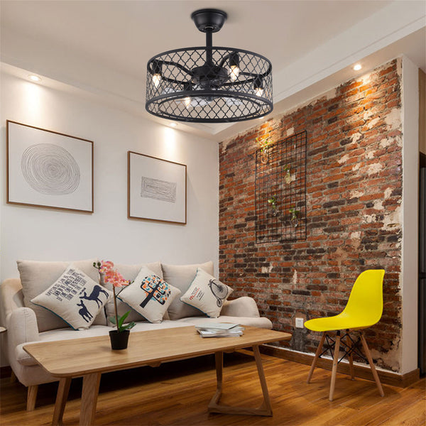 Homeroots 20" Clear Caged Five Blade Remote Control Schoolhouse Light Ceiling Fan  Metal 486173