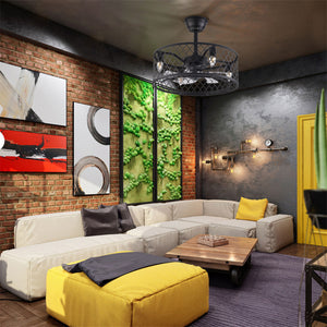 Homeroots 20" Clear Caged Five Blade Remote Control Schoolhouse Light Ceiling Fan  Metal 486173