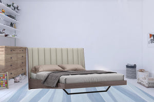 Homeroots King Grey Upholstered Faux Leather And Ivory Gloss Bed Frame  Mdf 486181