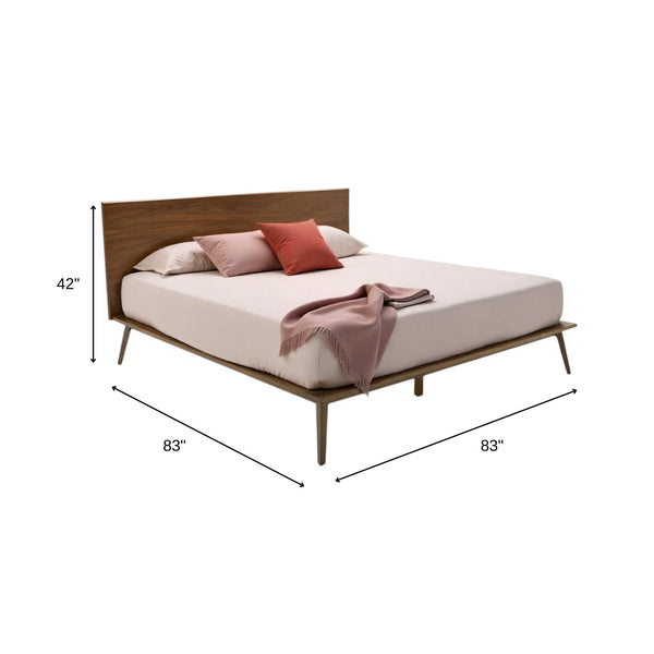 Homeroots Brown Wood And King Bed Frame  Rubberwood 486184