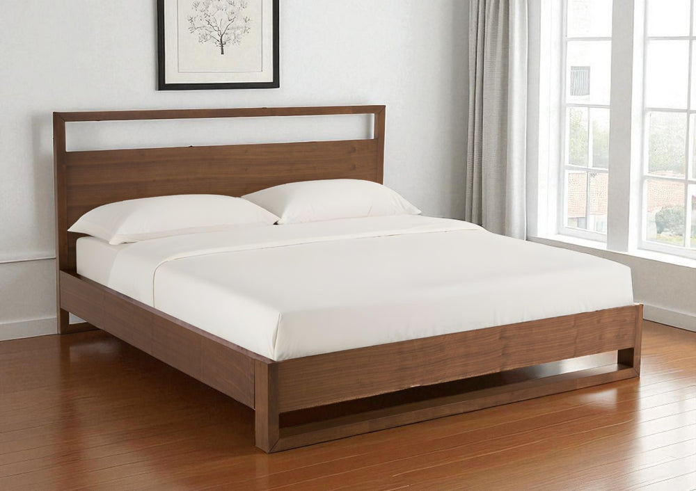 HomeRoots Brown Wood California King Bed Frame - Elegant Design, Durable Craftsmanship, Perfect for Taller Sleepers 486187