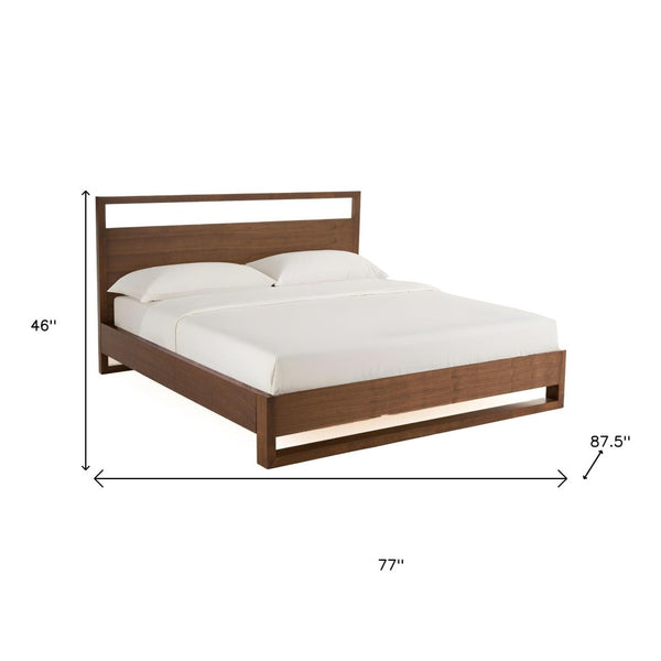 HomeRoots Brown Wood California King Bed Frame - Elegant Design, Durable Craftsmanship, Perfect for Taller Sleepers 486187