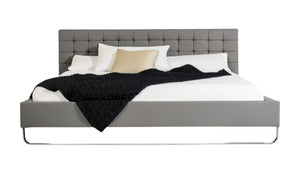 Homeroots Gray Wood And Tufted Faux Leather California King Bed Frame  Manufactured Wood,Steel,Faux Leather 486188