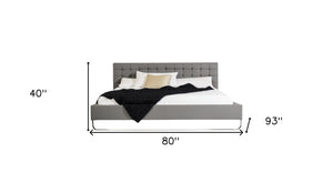 Homeroots Gray Wood And Tufted Faux Leather California King Bed Frame  Manufactured Wood,Steel,Faux Leather 486188