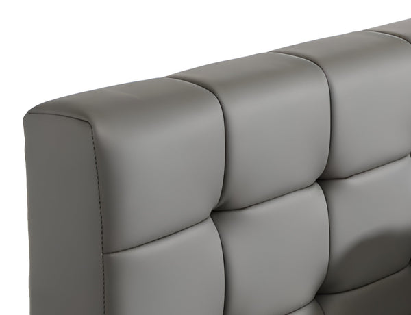 Homeroots Gray Wood And Tufted Faux Leather California King Bed Frame  Manufactured Wood,Steel,Faux Leather 486188