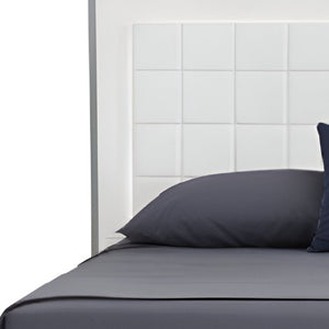 Homeroots White Lighted California King Bed Frame - Stylish Tufted Faux Leather & Stainless Steel Design!  Manufactured Wood,Steel,Faux Leather 486191