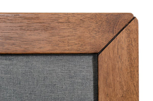 Homeroots Gray And Brown Wood And Linen Queen Bed Frame  Manufactured Wood,Solid Wood,Fabric 486192