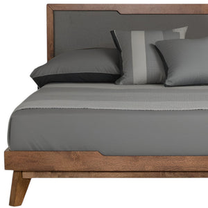 Homeroots Gray And Brown Wood And Linen California King Bed Frame  Manufactured Wood,Solid Wood,Fabric 486194