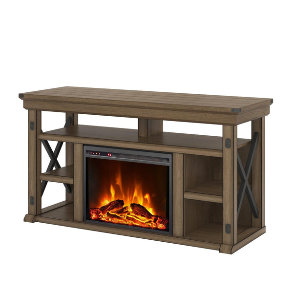 English Elm Fireplace Tv Stand with Electric Insert Wood Veneer Finish Fits Tvs up to 60 Inches B2733S00001