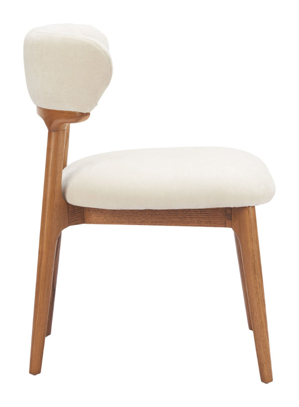 Cedar Dining Chair Set of 2 - Modern White & Walnut Design with Premium Fabric & Solid Wood