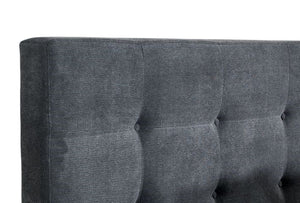 Homeroots Gray And Brown Wood And Tufted Polyester King Bed Frame  Manufactured Wood,Solid Wood,Fabric 486204