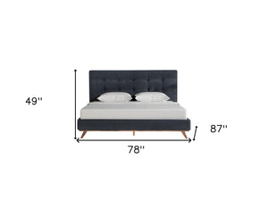 Homeroots Gray And Brown Wood And Tufted Polyester King Bed Frame  Manufactured Wood,Solid Wood,Fabric 486204