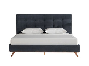 Homeroots Gray And Brown Wood And Tufted Polyester King Bed Frame  Manufactured Wood,Solid Wood,Fabric 486204
