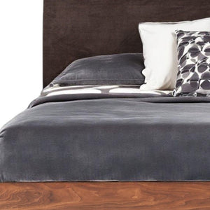 Homeroots Brown Wood Upholstered King Bed Frame  Manufactured Wood,Solid Wood,Fabric 486206