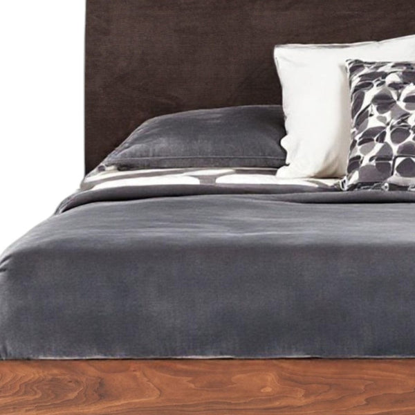 Homeroots Brown Wood Upholstered King Bed Frame  Manufactured Wood,Solid Wood,Fabric 486206