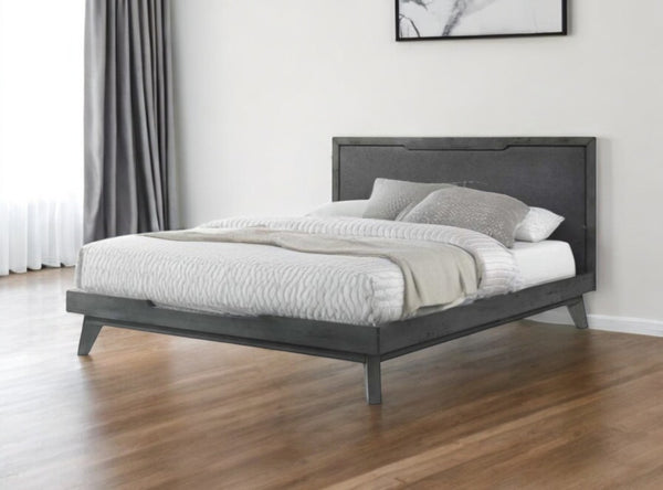 Homeroots Gray Wood And Linen Queen Bed Frame - Stylish Comfort With Modern Design, Perfect For Inviting Spaces   486217