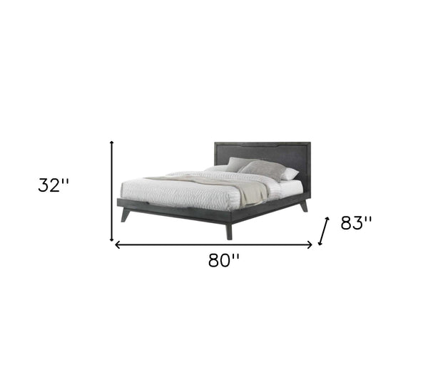 Homeroots Gray Wood And Linen King Bed Frame – Stylish Comfort With Modern Design For A Cozy Bedroom Oasis  Manufactured Wood,Solid Wood,Fabric 486218