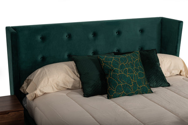 Homeroots Green Wood And Tufted Velvet Queen Bed Frame   486219