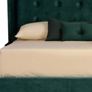 Homeroots Green Wood And Tufted Velvet King Bed Frame   486220